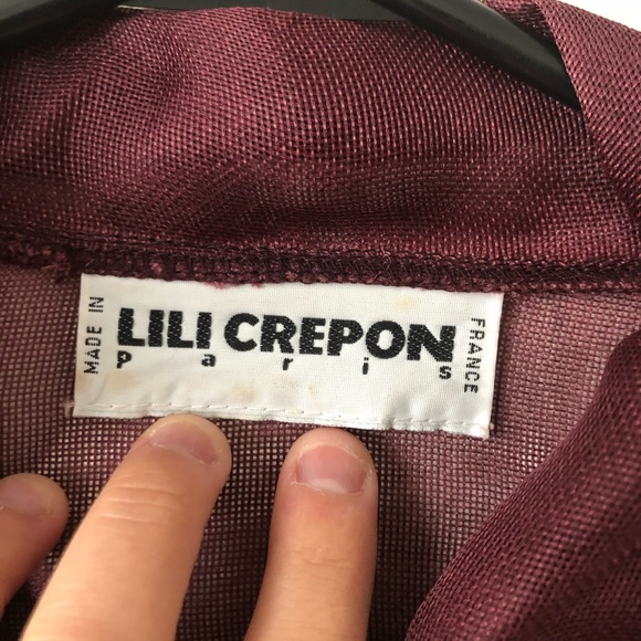 Vintage Lili Crepon Sheer Plum Bat Wing Blouse - Picture 5 of 9